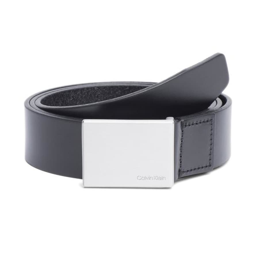 Calvin Klein Leather Formal Plaque Belt Black