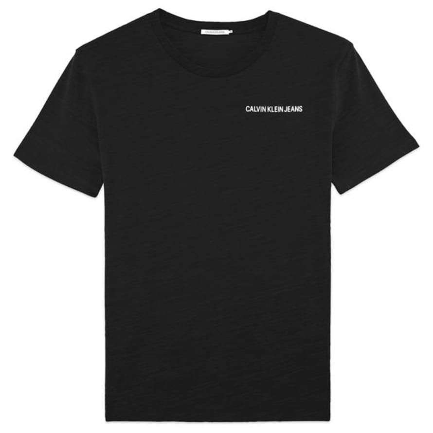 Calvin Klein Slub Fabric Institutional Chest Logo T Shirt Black