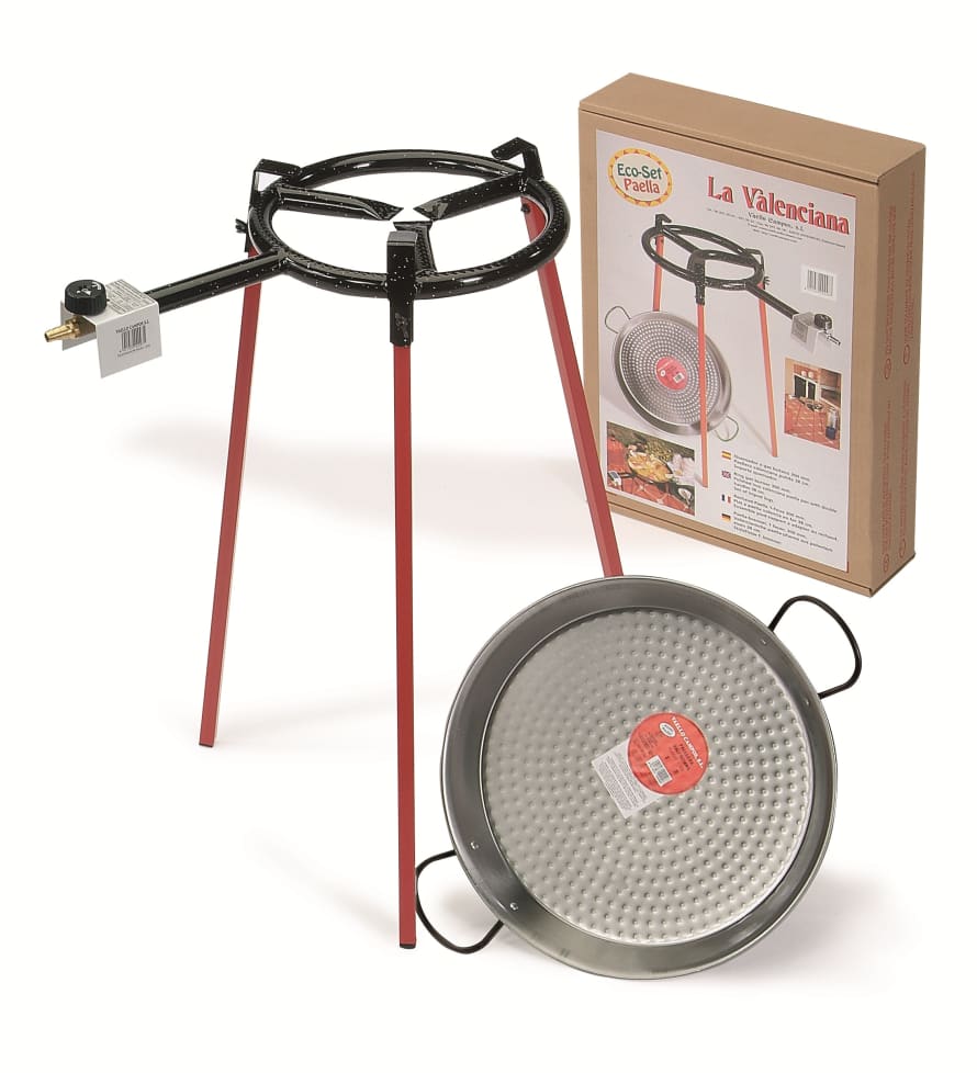 Vaello Carbon Steel Paella Pan 38cm with BBQ Gas Ring 