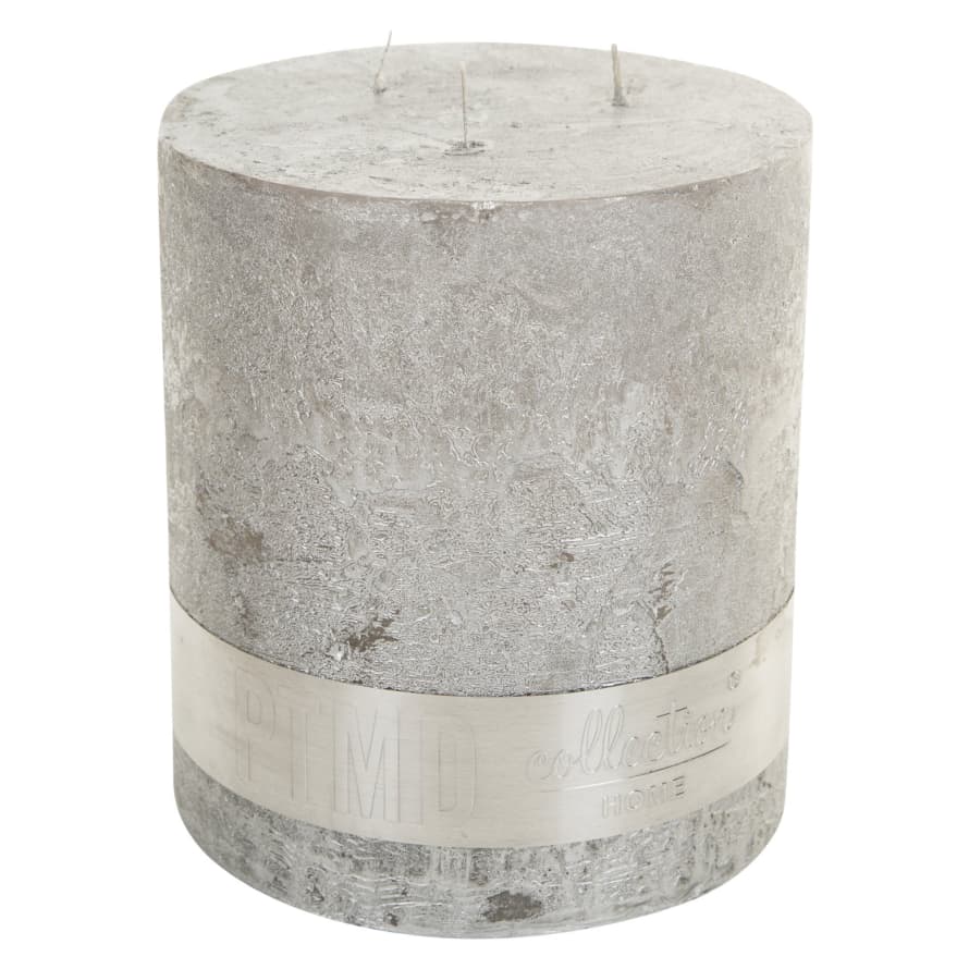 PTMD 18 x 16cm Silver Metallic 3 Wick Candle