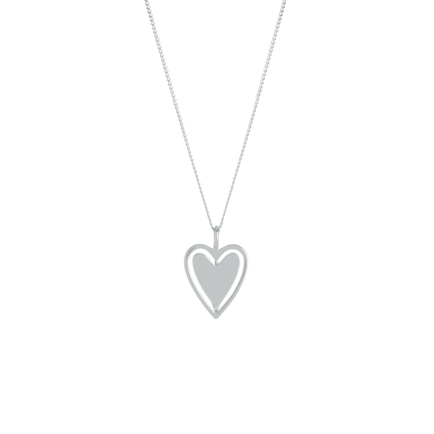 Buff Silver Spinner Heart Necklace