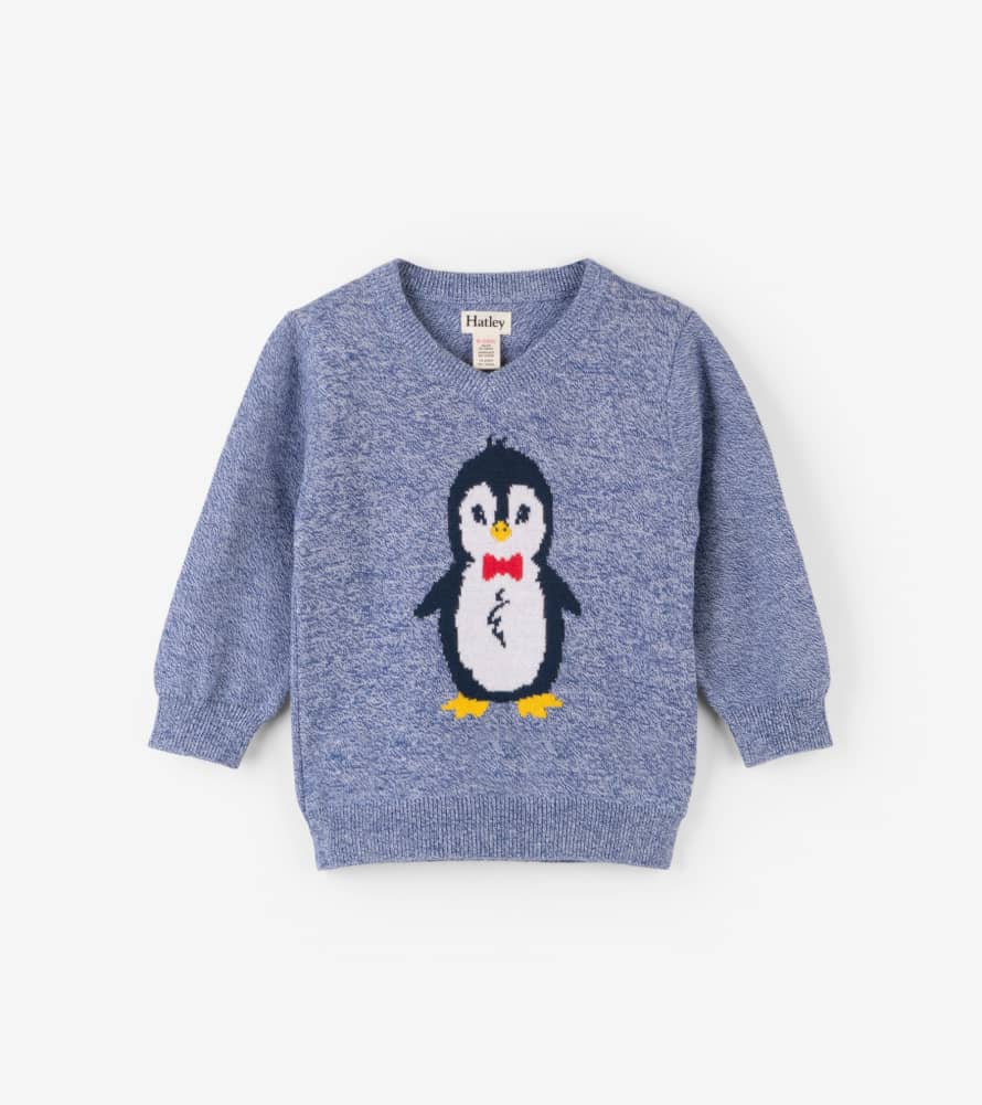 Hatley  Dapper Penguin V-Neck Baby Sweater