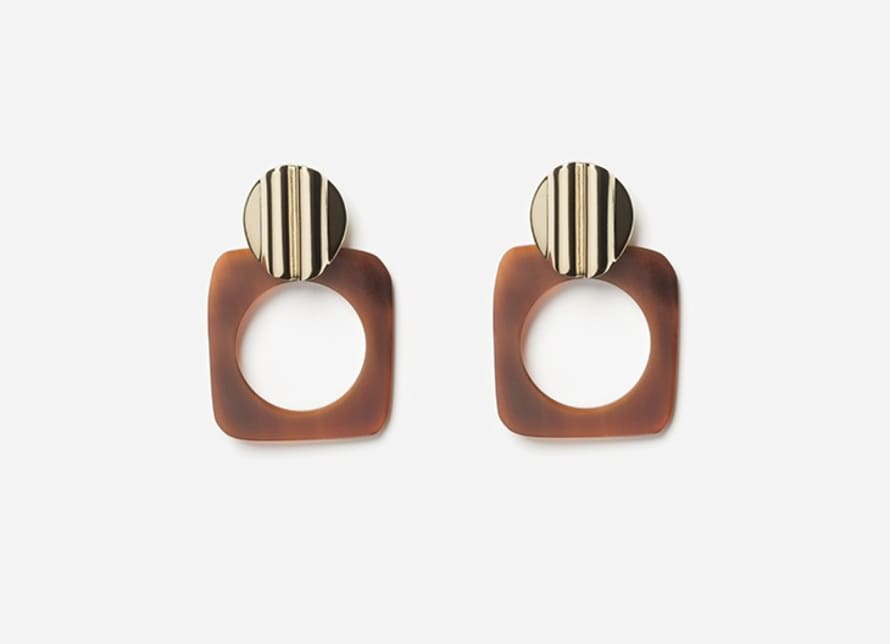 Chic Alors BROWN POLKA EARRINGS