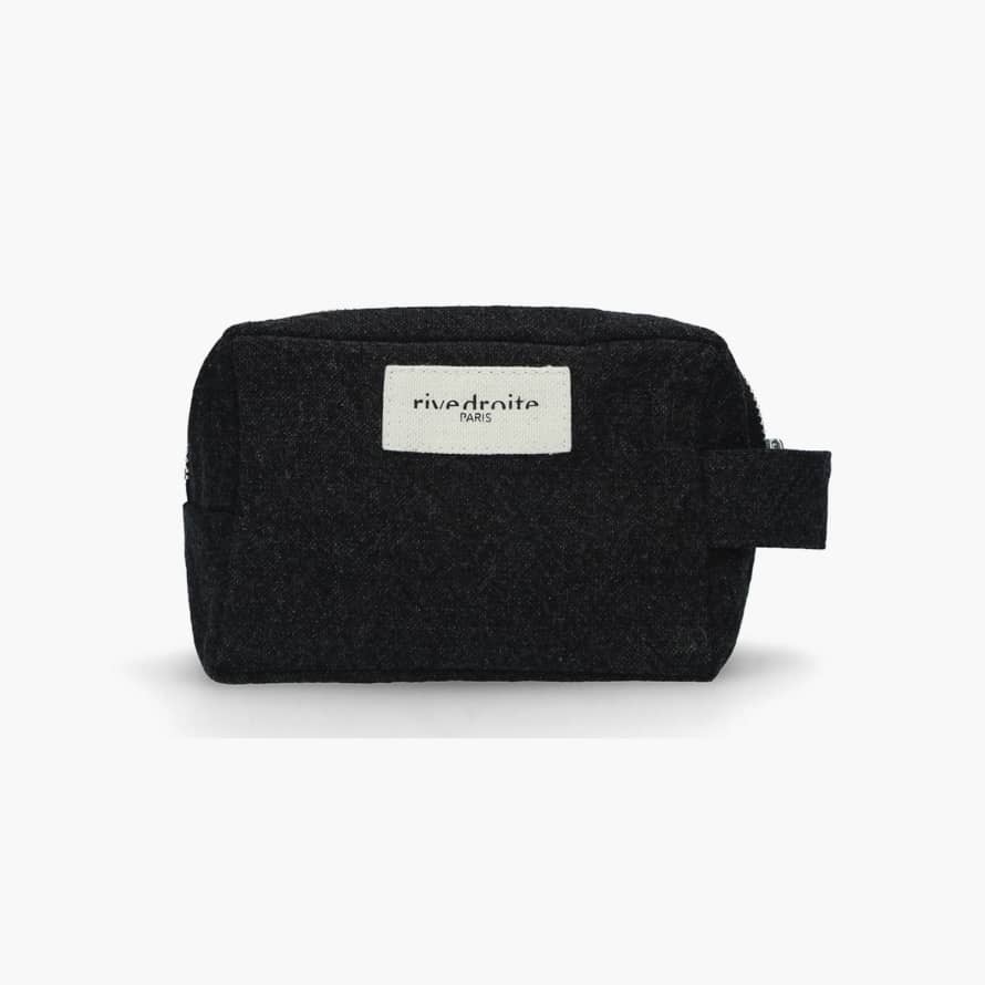 Rive Droite Paris Tournelles Black Make-up Bag in Recycled Cotton