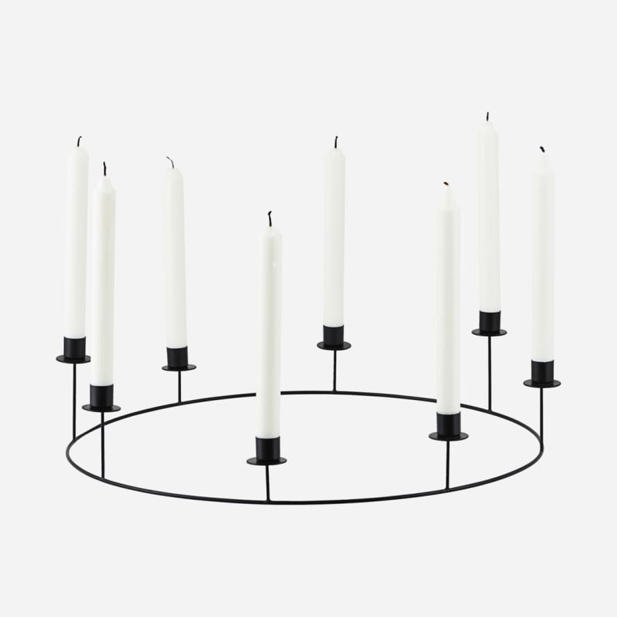 House Doctor Black Iron Ring Candle Stand