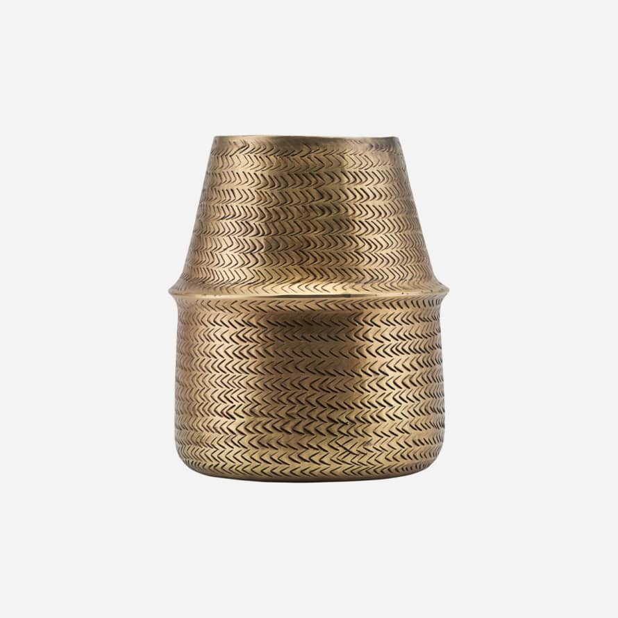 House Doctor Oblong Brass Finish Aluminium Rattan Planter