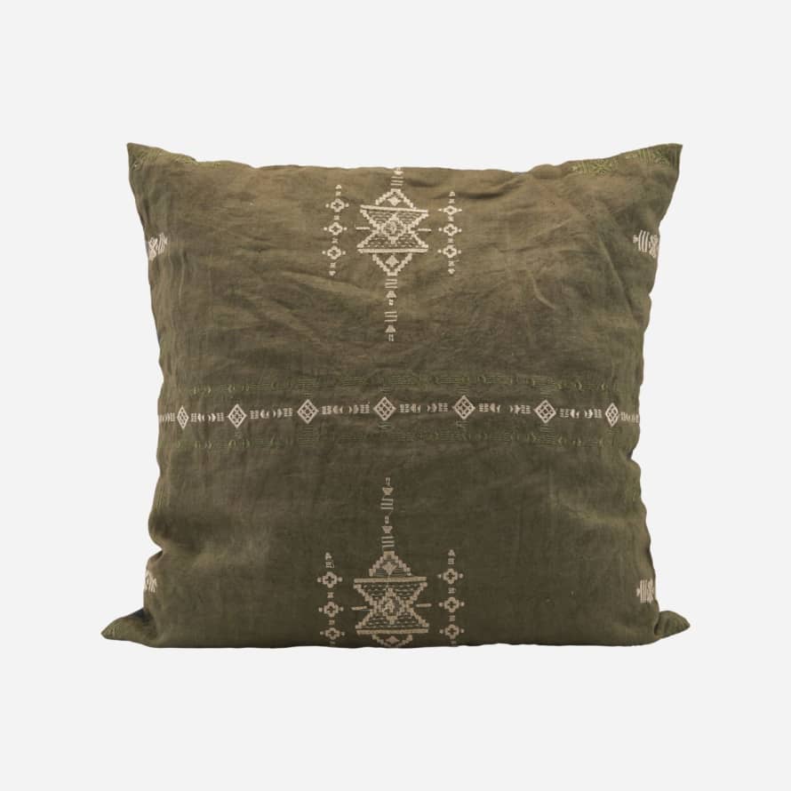 House Doctor Green Linen Inka Pillowcase