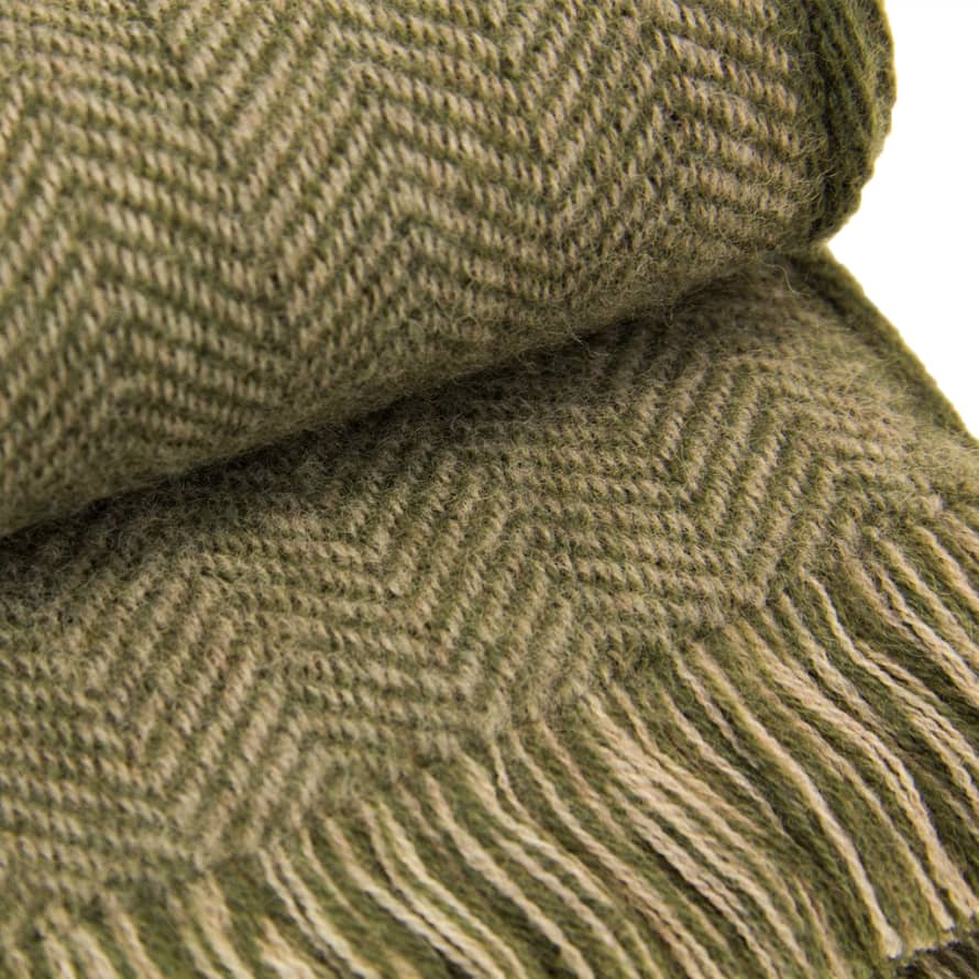 Trouva: Two-Toned Merino Wool Herringbone Woven Scarf