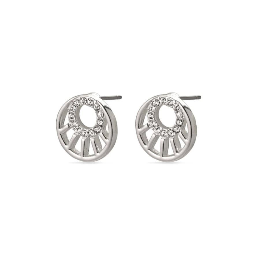 Pilgrim 1.2cm Silver Plated Cassie Art Deco Stud Earrings