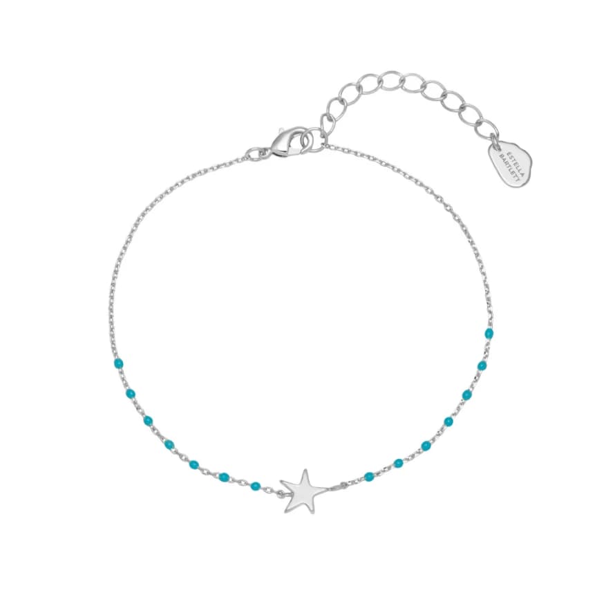 Estella Bartlett  Silver Plated Star and Turquoise Dot Kusama Chain Bracelet