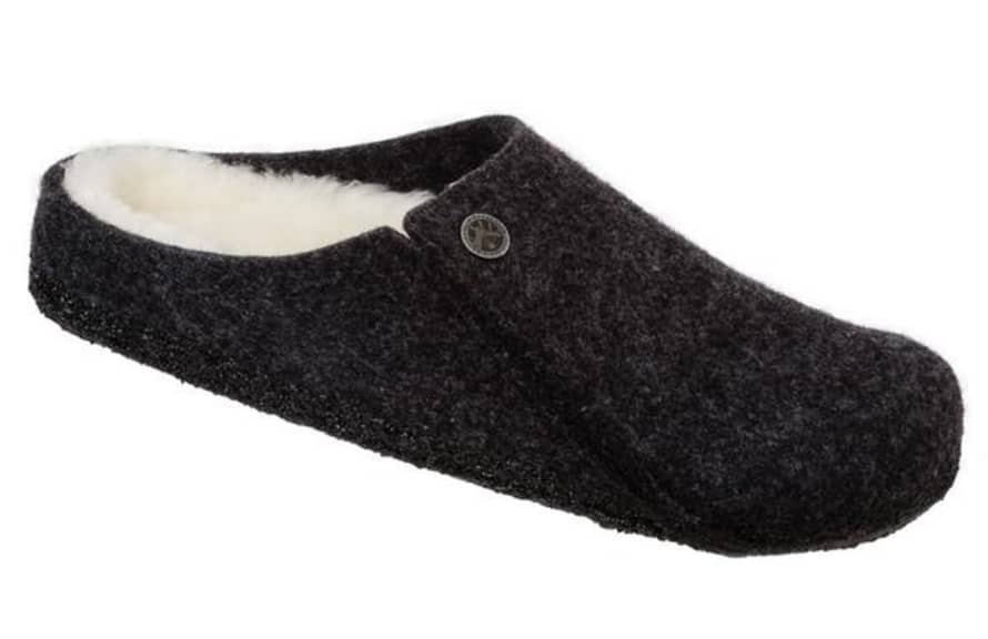 Birkenstock Zermatt Rivet Shearling Mens Slippers Anthracite