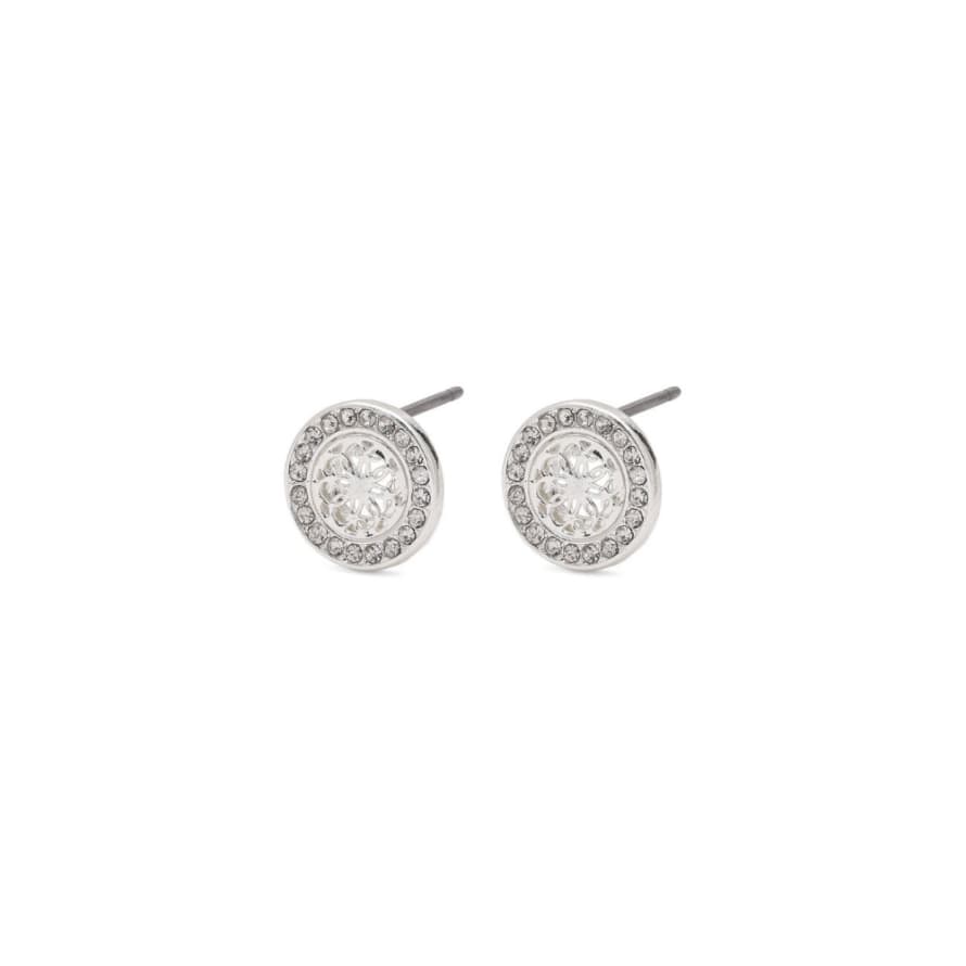 Pilgrim 1cm Silver Plated Steel and Zinc Henrietta Crystal Stud Earrings