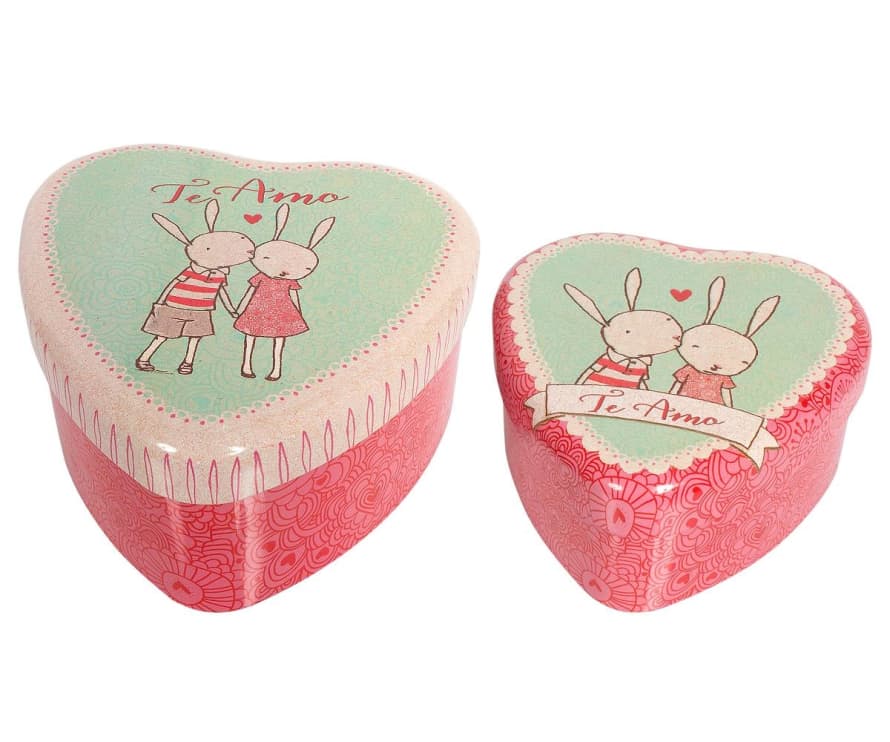 Maileg Set of 2 Mini Metal Lovely Heart Boxes