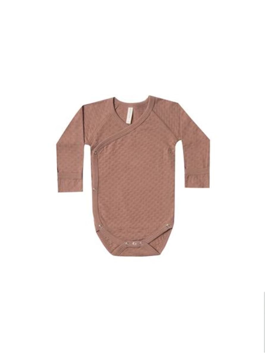 Quincy Mae Pointelle Kimono Onesie Clay