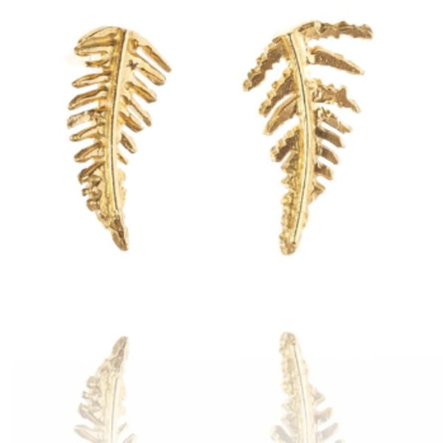 Amanda Coleman Tiny Gold Vermeil Fern Stud Earrings