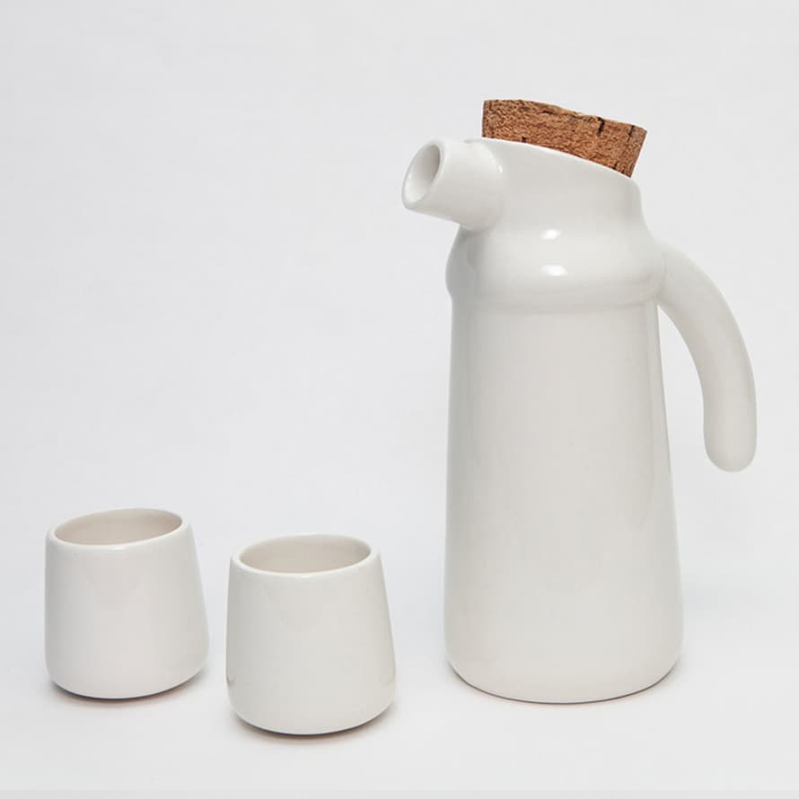 Tánata Set de Jarra Flux de cerámica con dos vasitos