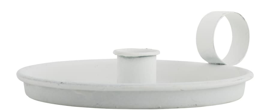 Ib Laursen White Lacquered Metal Candlestick