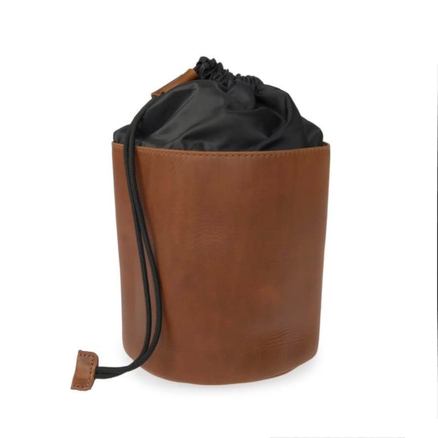 Vida Vida Leather Drawstring Wash Bag