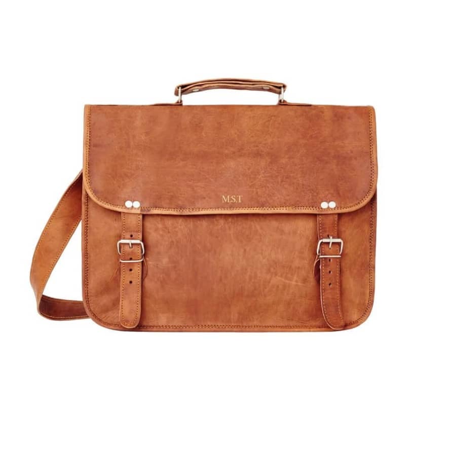 Vida Vida Large Leather Laptop Bag with Handle