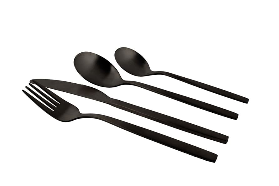 Set of 4 Matt Black Stainless Steel Cutlery