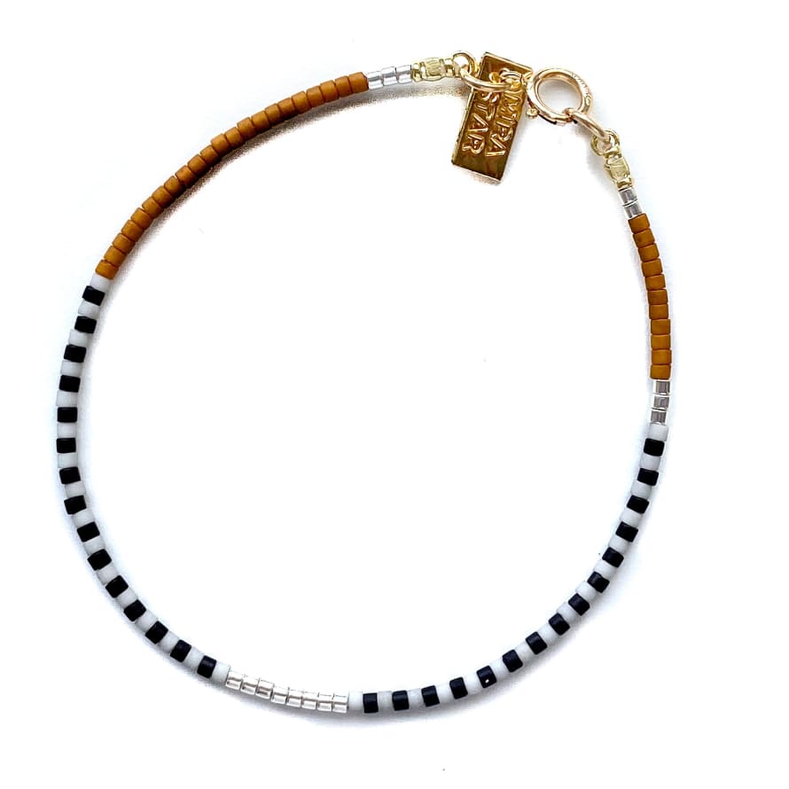 Mira Star Bracelet Isa with 24k Gold-plated Glass Beads - Cloud Grey