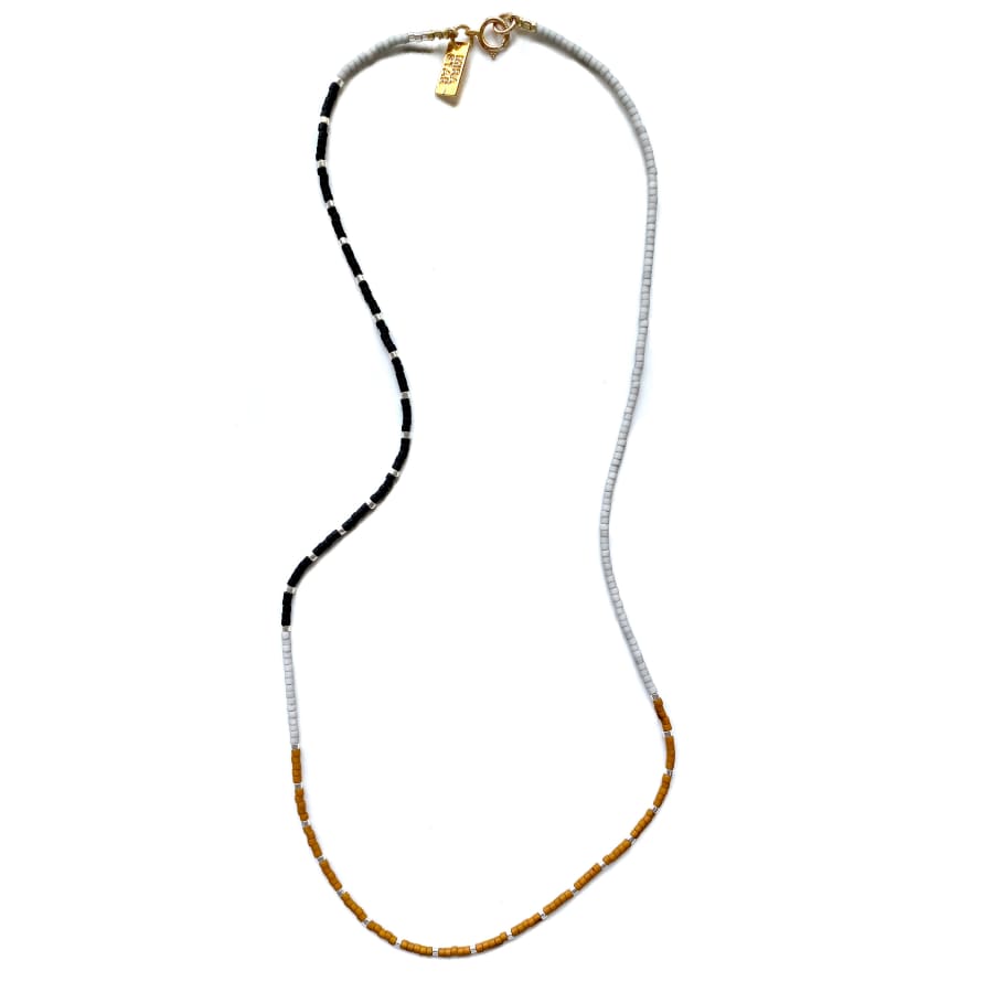 Mirastar Necklace Vik with  24k Gold-plated Glass Beads - Cloud Grey