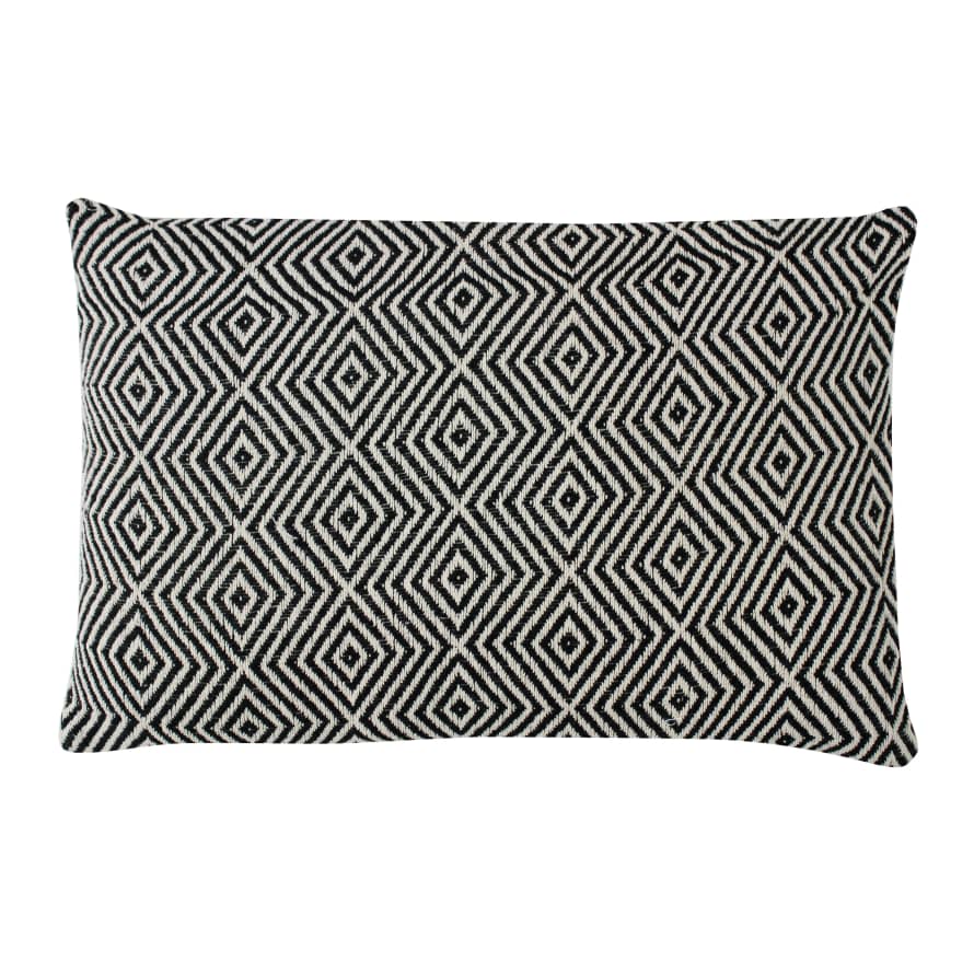 60 x 40cm Black Ikat Cushion