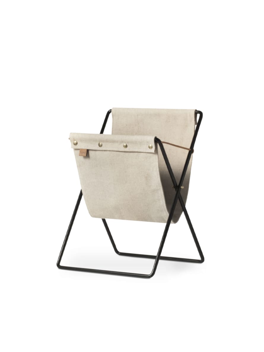 Ferm Living Black Cotton Canvas Herman Magazine Holder