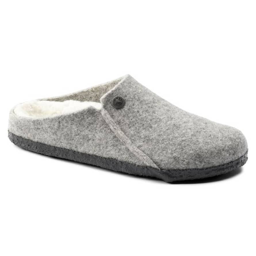 Birkenstock Zermatt Rivet Shearling Mens Slippers Light Grey