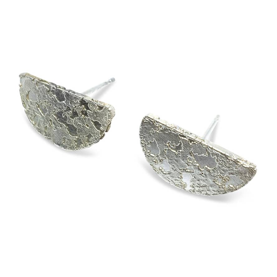 Joanne Bowles Encrusted Semi-Circle Studs in Sterling Silver