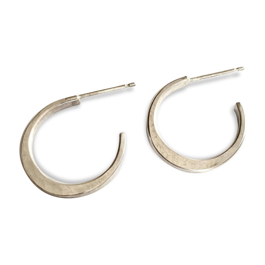 Joanne Bowles Hammered Hoops in Sterling Silver