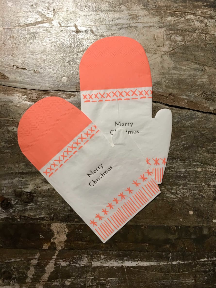 Meri Meri Pack of 16 Merry Christmas Glove Napkin