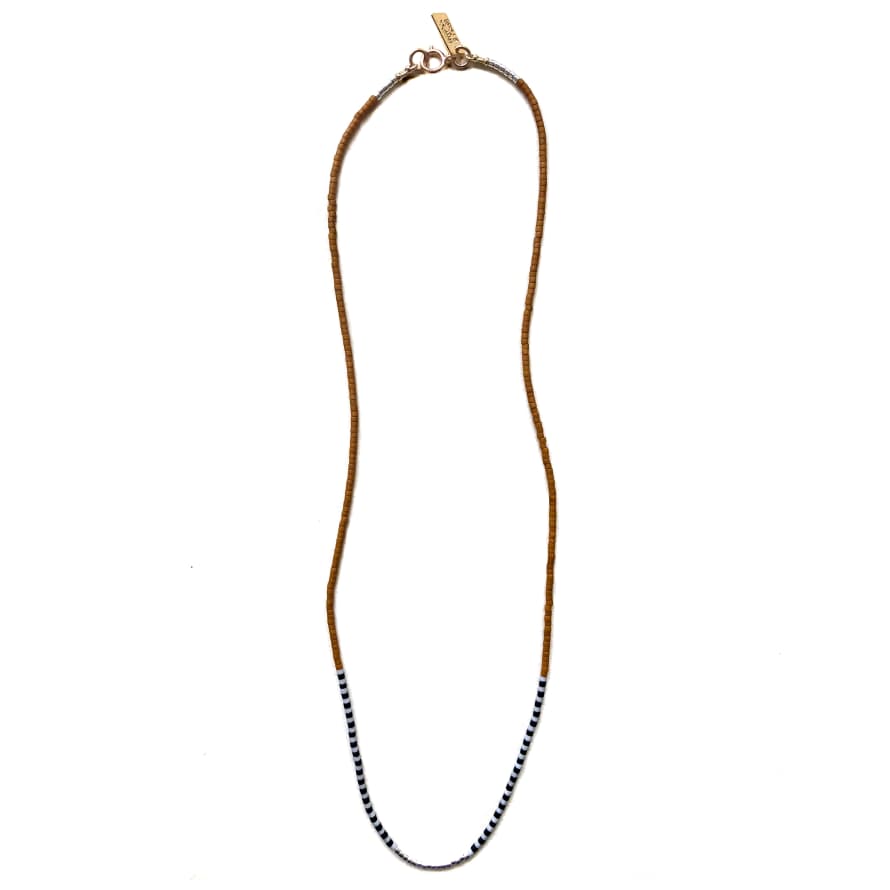 Mirastar Necklace Rizo with 24k Gold-plated Glass Beads - Cloud Grey