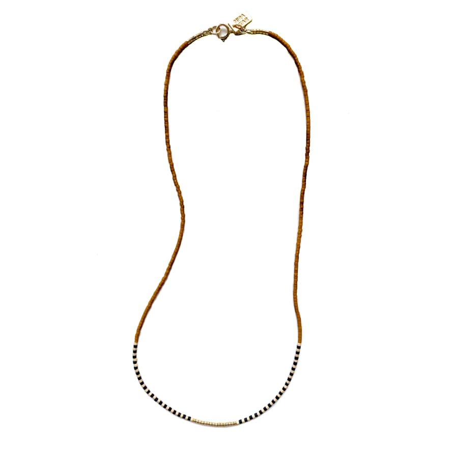 Mirastar Necklace Rizo with 24k Gold-plated Glass Beads - Blush Pink