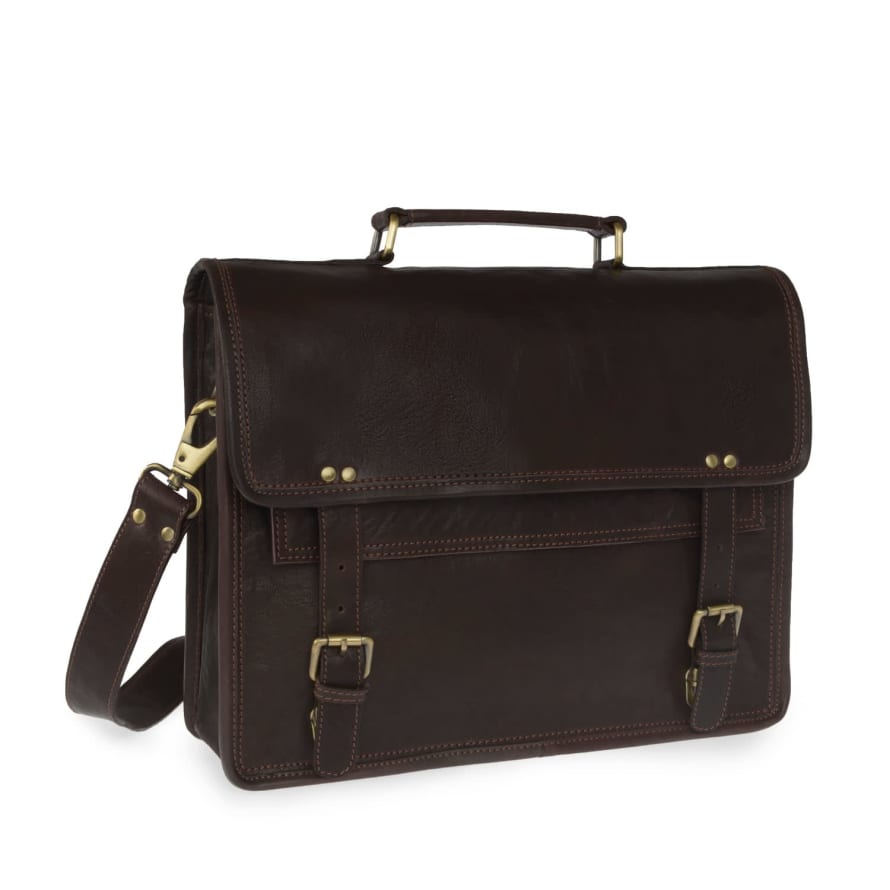 Vida Vida Dark Brown Leather Wandering Soul Messenger Bag