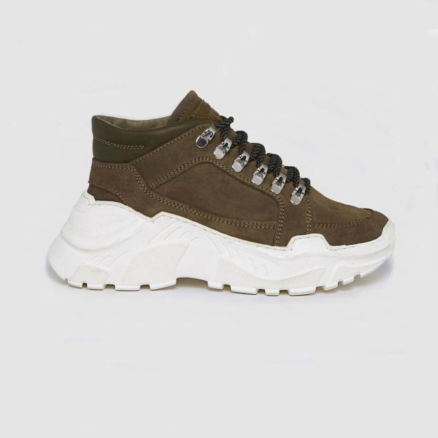 LAST Olive Green Leather Trance Sneaker