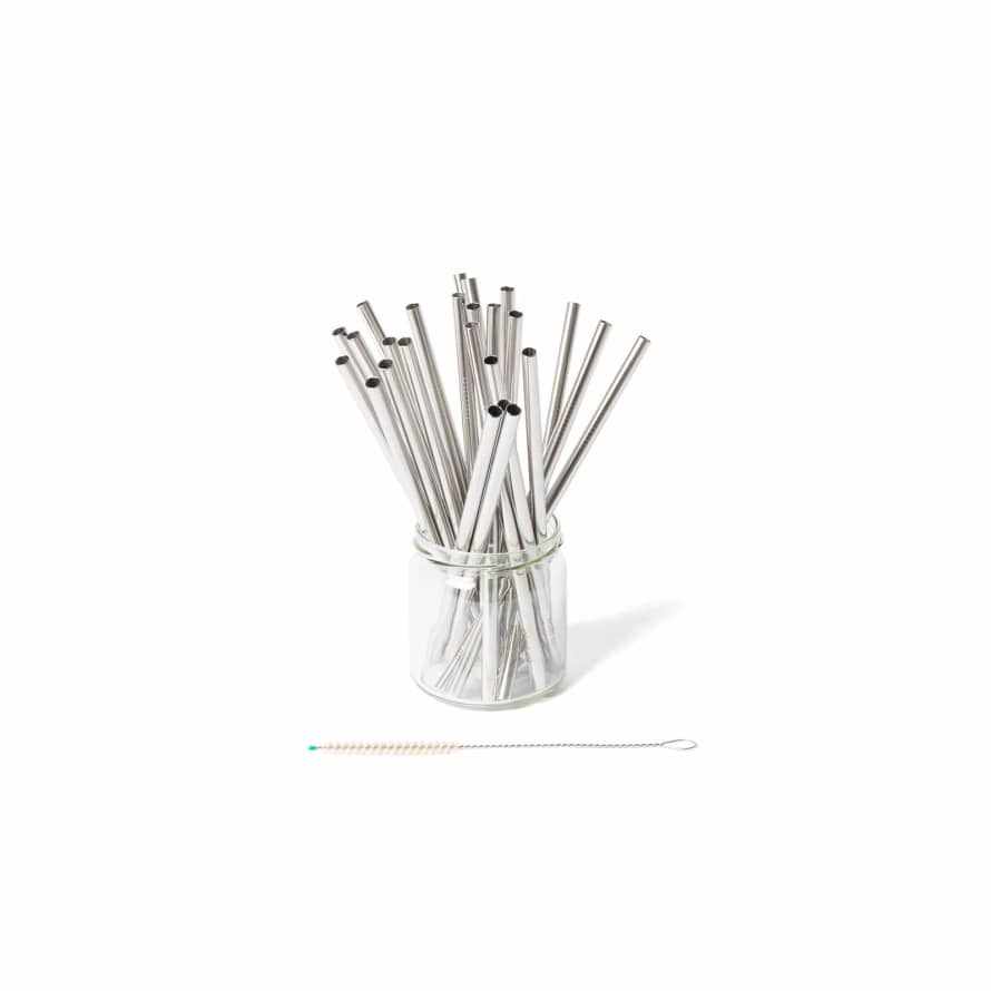 ECO Brotbox Set of 25 22 x 0.8cm Stainless Steel Classic ECO Straws