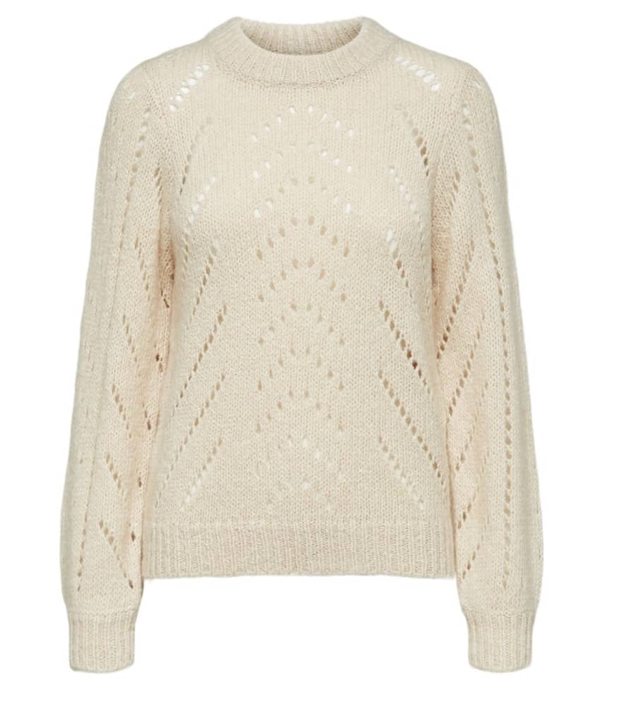 Selected Femme Nema Long Sleeved Knit  - Sandshell Melange 