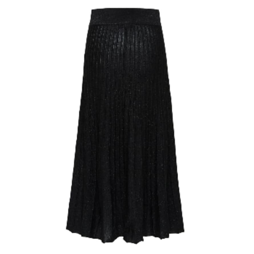 Trouva: Zamba Midi Lurex Knit Skirt - Black Sparkly