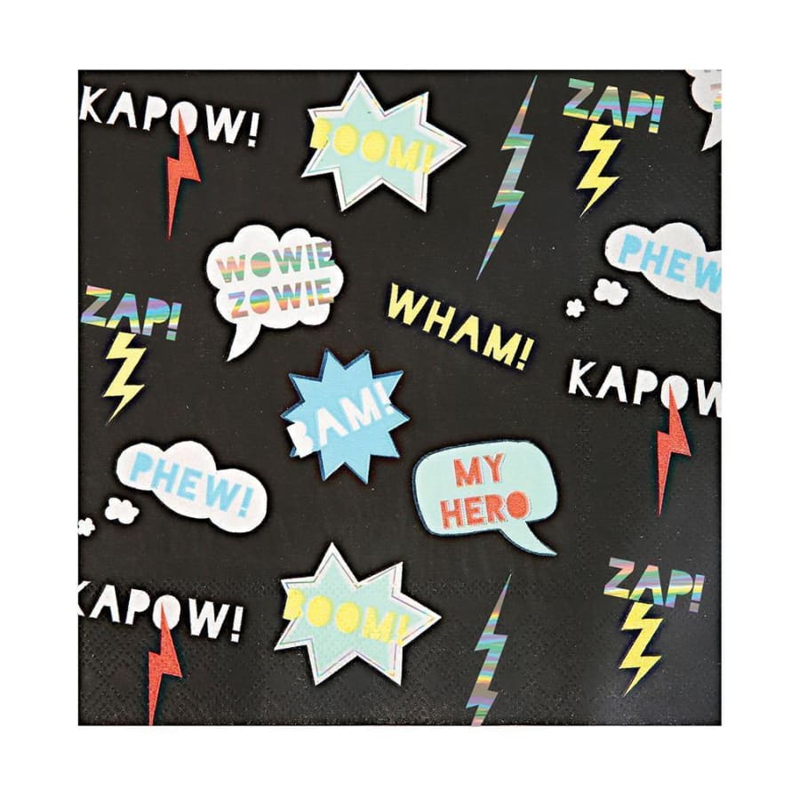 Meri Meri Pack of 16 Holographic Silver Zap Napkins