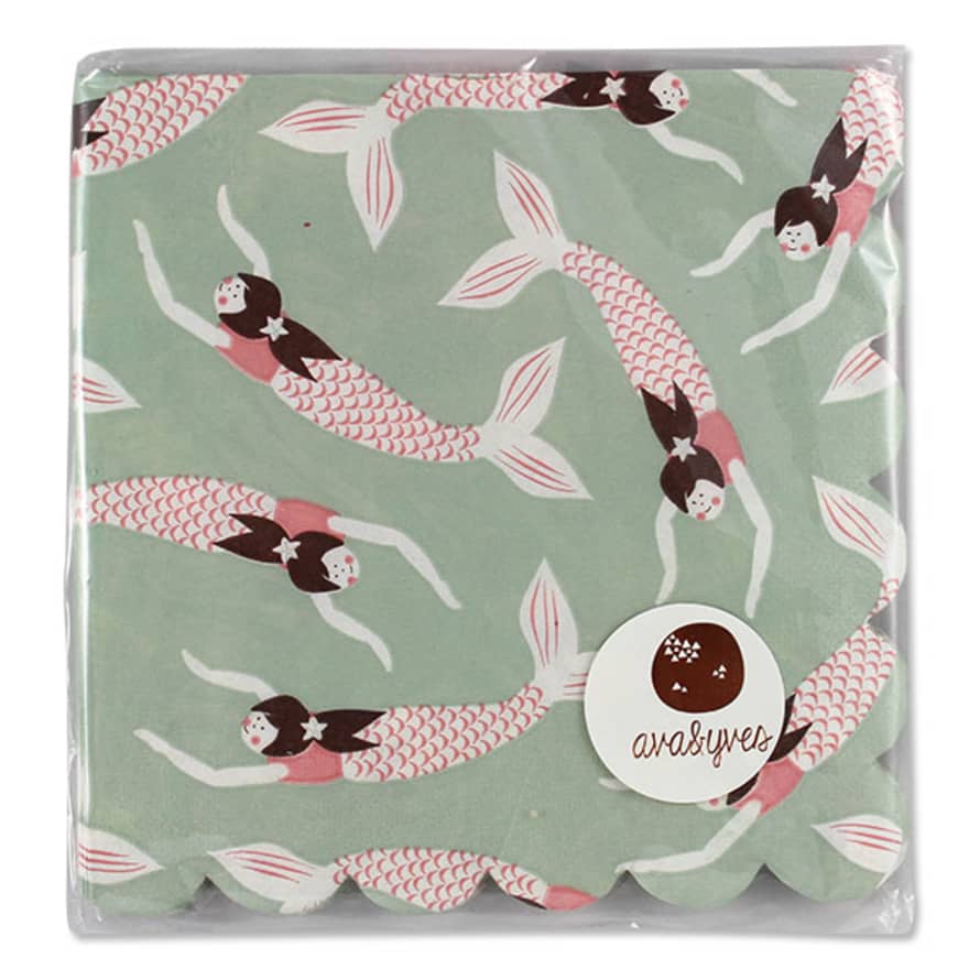 Ava & Yves Pack of 16 Mermaid Paper Napkins