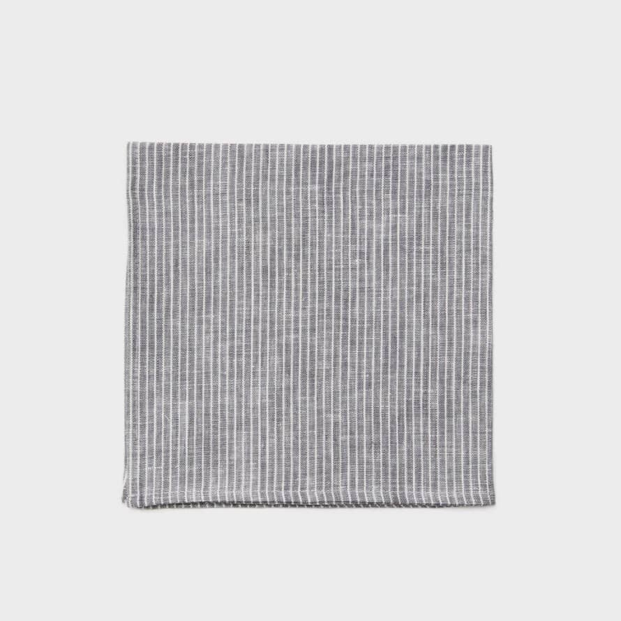 Foglinen 45 x 45cm Grey and White Striped Linen Napkin