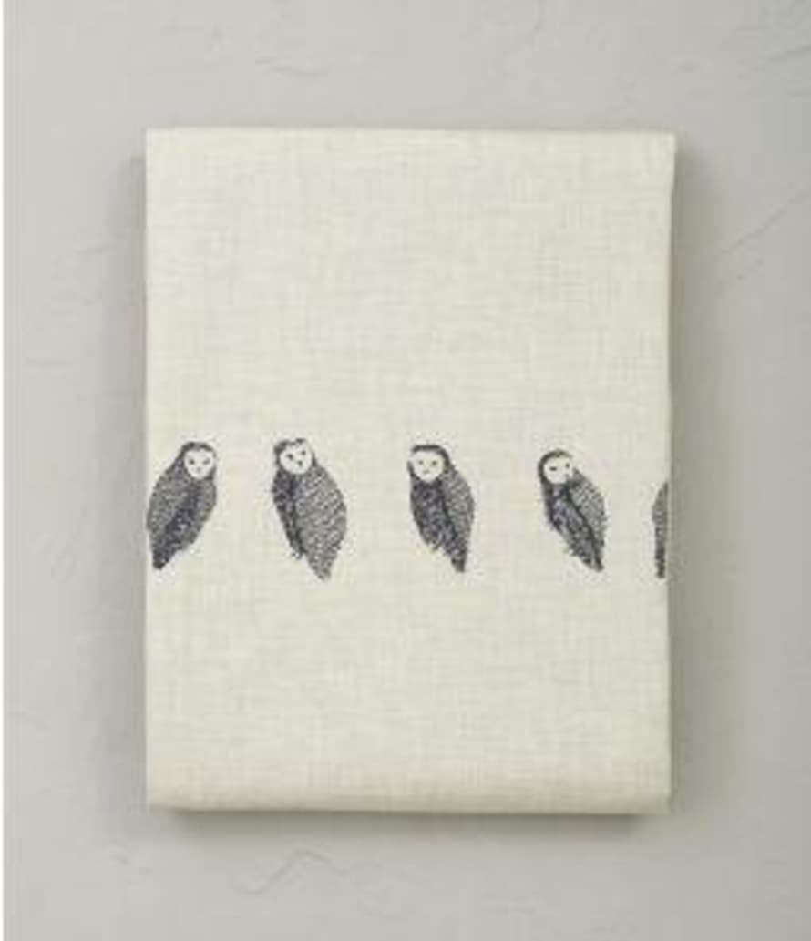 Sylvie Thiriez Wild Stone Colored Cotton Owls Embroidered Bedding