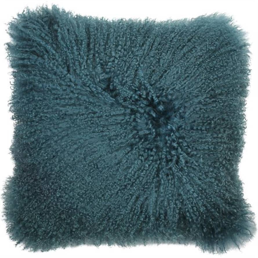 Malini 40 x 40cm Teal Tibetan Lambs Wool Cushion