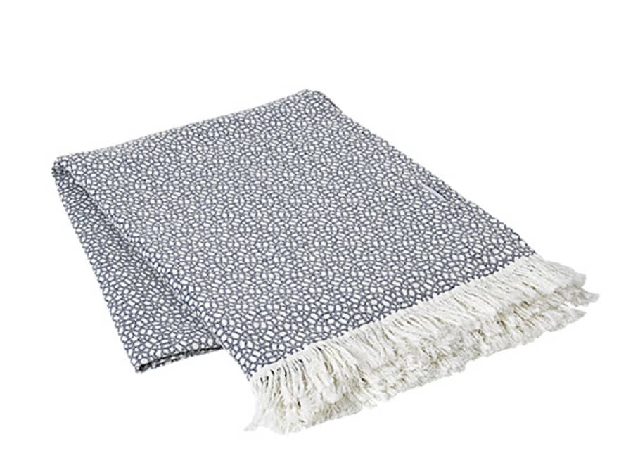 Broste Copenhagen 130 x 180cm Insignia Blue Cotton Tia Throw