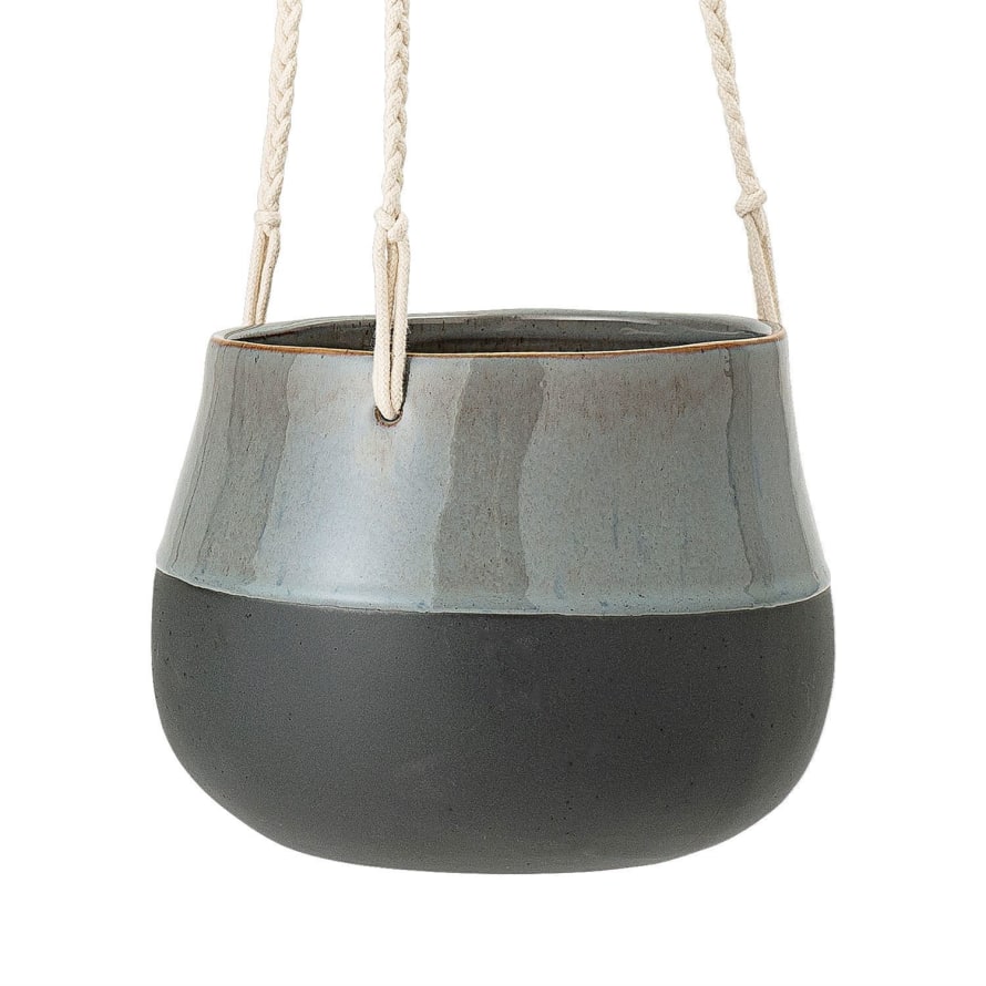 Bloomingville Small Grey and White Ceramic Hanging Stoneware Flowerpot