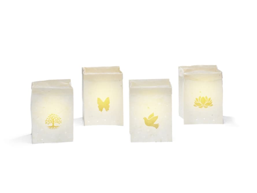 Koperberg Arts & Crafts Set of 4 White Lokta Paper Candle Bags