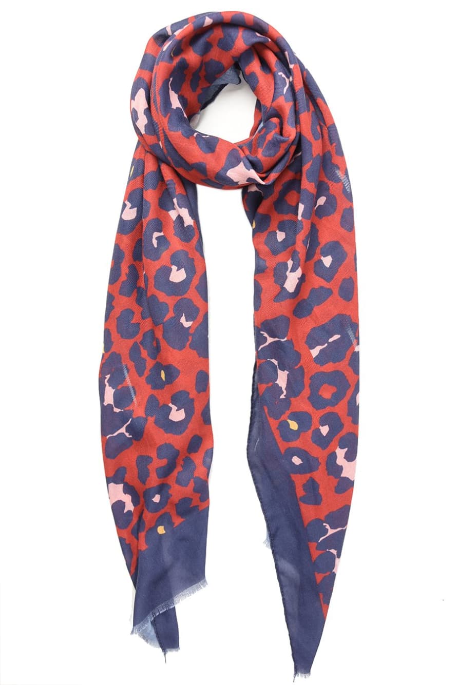 Miss Shorthair NAVY BLUE LEOPARD PRINT SCARF