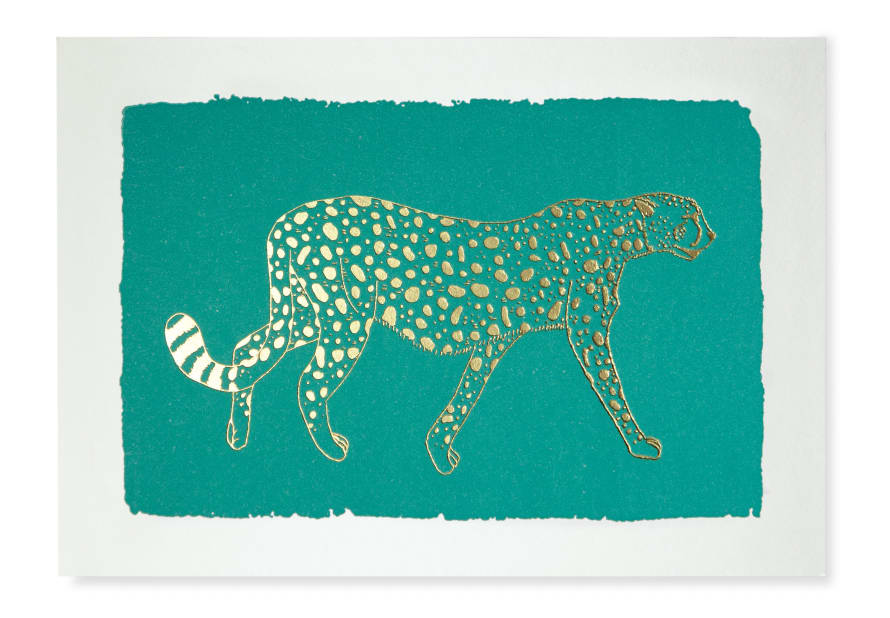 Gold Foil Cheetah 'Set of 5' Notecards