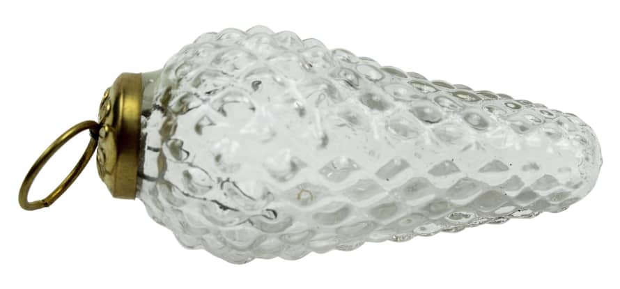 De Weldaad Glass Christmas Bauble Pinecone